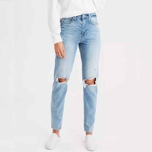 American Eagle Distressed High Rise Mom Jeans